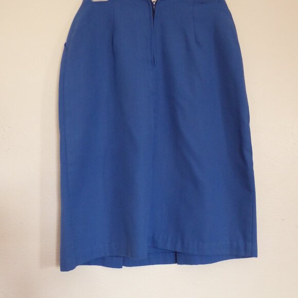 Medium Blue Skirt with Kick Pleats - Picture 2 of 4